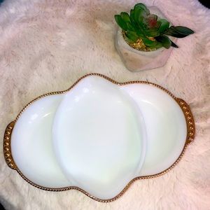 🔥 Vintage Fire King Milk Glass Relish Tray